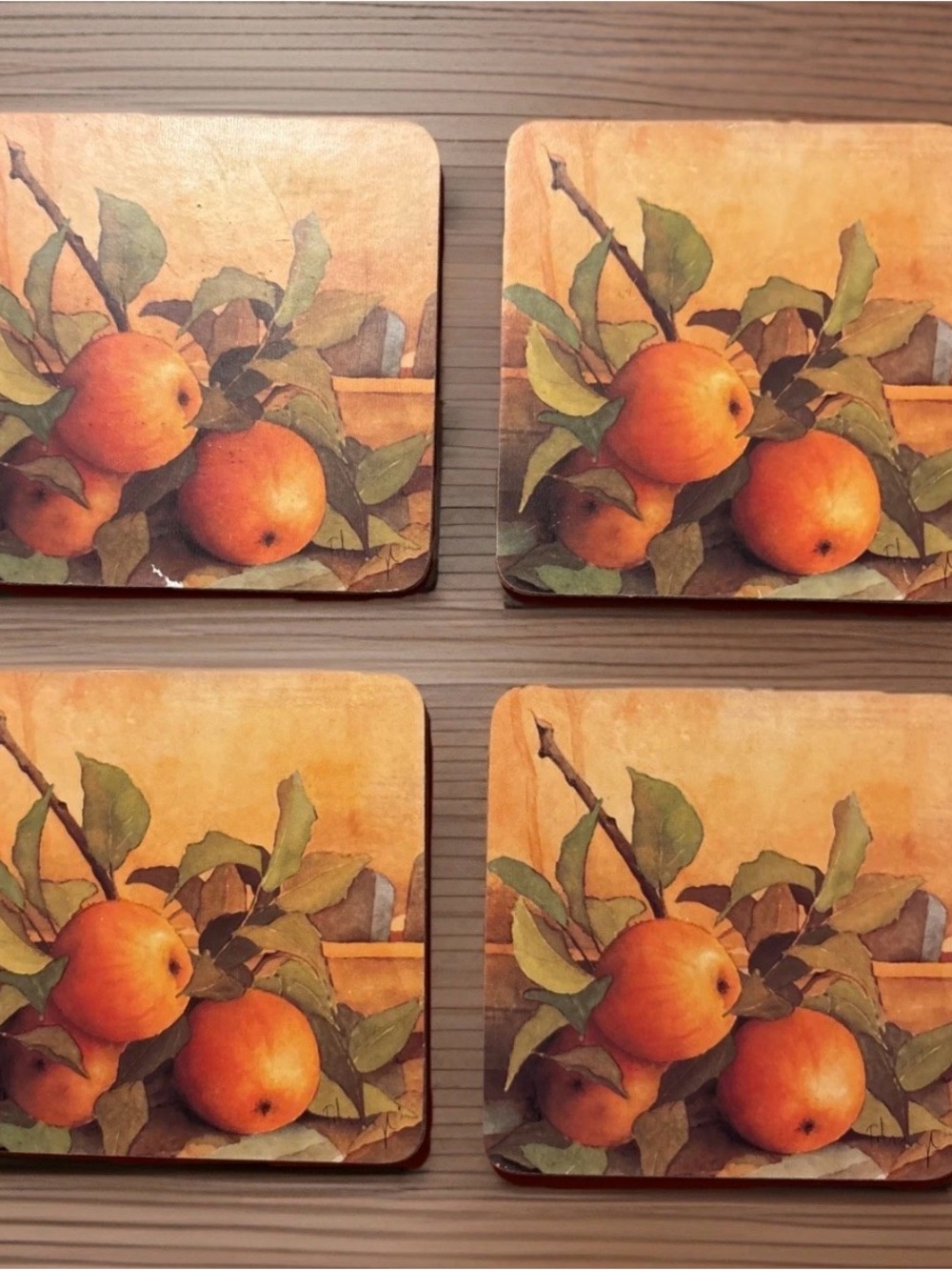 Set of 4 Orange Fruit Print Coasters